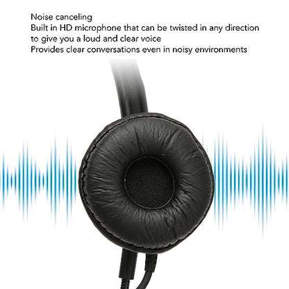 Telephone Headset Single Ear, Professional Noise Canceling Adjustable Wired Phone Headset for Call Center Customer Service, Noise Canceling Business Single Ear