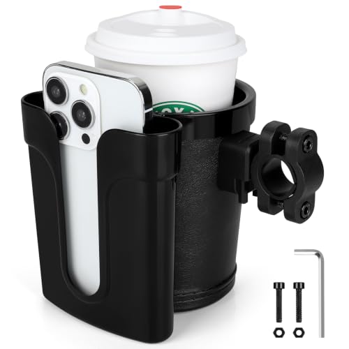 Accmor 3-in-1 Bike Cup Holder with Cell Phone Keys Holder, Bike Water Bottle Holders, Universal Bar Drink Cup Can Holder for Bicycles, Motorcycles, Scooters - color: Black-New Style