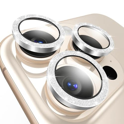 TENOC Camera Lens Protector for iPhone 13 Pro & 13 Pro Max, Silver Glitter - size: iPhone 13 Pro/13 Pro Max