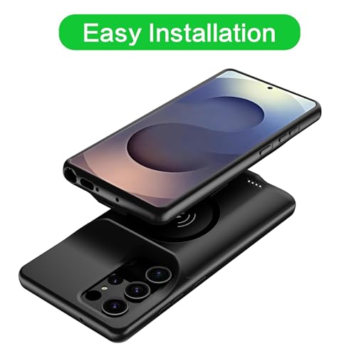 Wireless Charging Case for Galaxy S26 Ultra , Upgraded 12000mAh Rechargeable Portable Charging Case Compatible with Galaxy S26 Ultra (6.9 inch) with Carplay Extended Battery Pack Charger Case (Black) - size: Galaxy S26 Ultra -12000mAh