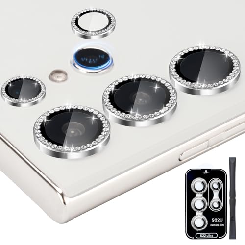 Camera Lens Protector for Samsung Galaxy S22 Ultra, Diamond Silver - color: Diamond Silver