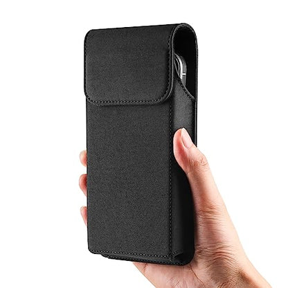 Nylon Cell Phone Holster Belt Clip Case Pouch Holder for Motorola Moto G Power 5G 2025 2024 G Play 2023 G Stylus 5G 2022 2021 G Pure One 5G Galaxy S21 Ultra A14 A05 A06 A13 A23 (Fits Protective Cover)