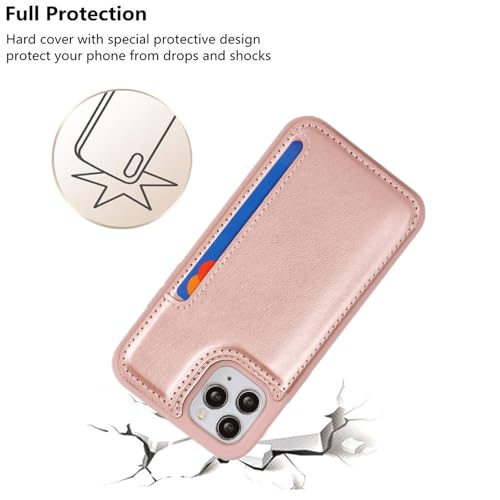 iCoverCase Compatible with iPhone 11 Pro Phone Case with Card Holder, Wallet Case for Women Men RFID Blocking PU Leather Protective Case 5.8 Inch (Rose Gold) - color: Rose Gold