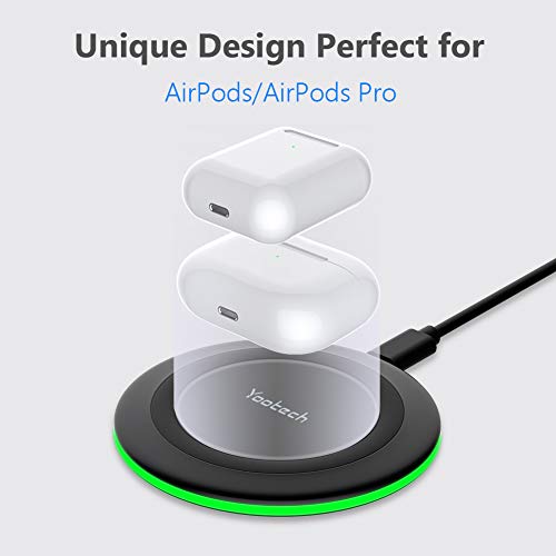 Yootech Wireless Charger,10W Max Wireless Charging Pad(No AC Adapter) | Compatible with iPhone 17/17 Pro/17 Pro Max/Air/16/15/14/13/SE 2022/12/11,Samsung Galaxy S25/S24/S23,for AirPods Pro 3 - color: Black/Black
