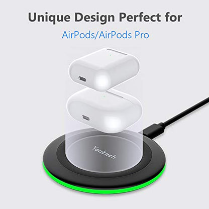 Yootech Wireless Charger,10W Max Wireless Charging Pad(No AC Adapter) | Compatible with iPhone 17/17 Pro/17 Pro Max/Air/16/15/14/13/SE 2022/12/11,Samsung Galaxy S25/S24/S23,for AirPods Pro 3 - color: Black/Black
