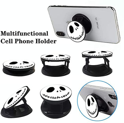 3 Pack/Multifunction Cell Phone Stand Holder and Grip Cute White Black Cartoon Foldable Phone Kickstand Mount Compatible for Smartphones