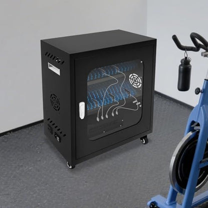 40-Device Charging Station, Charging Cabinet for Cellphones, Rechargeable Cellphone Locker Storage Charging Station, USB Cell Phone Charging Cart with Cable Management & Lock - color: Black-40 Slots