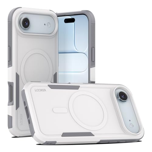 LOOXER® Heavy Duty Rugged Magnetic Case for iPhone 17 Air (6.5”) | Military Grade Shockproof Protection,MagSafe Compatible+ Tempered Glass Included (White, 17 Air) - color: White, size: 17 Air