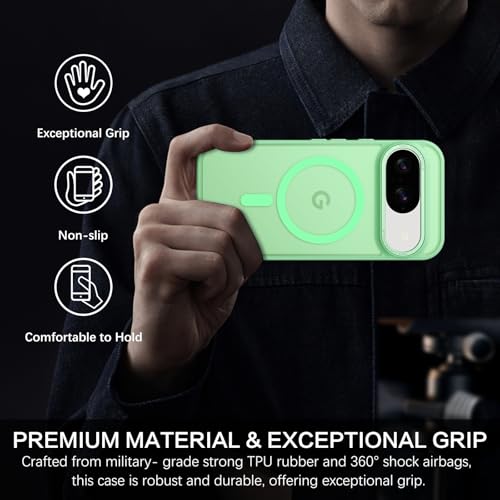 BENTOBEN for Google Pixel 9 Case [Compatible with Magsafe] Translucent Matte Magnetic Pixel 9 Case Slim Fit Shockproof Women Men Girls Boys Protective Phone Cases for Google Pixel 9 6.3", Matcha Green - color: Matcha Green