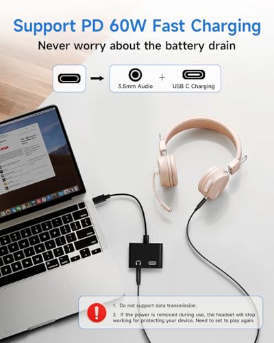 Criello USB C to 3.5mm Headphone and Charger Adapter 2 Pack - color: Black, size: 2 Pack