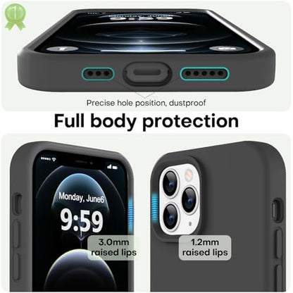LOVE 3000 Compatible with iPhone 12 Pro Max Phone Case | Thickening 2.1 MM Liquid Silicone | Anti-Scratch Microfiber Lining | Full-Body Duty Heavy Protection Case for Men, Black | Premium Liquid Silicone, Shockproof Protective, Anti-Scratch Lining, Slim,