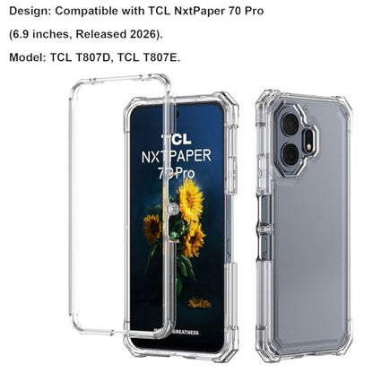 Ailiber for TCL NxtPaper 70 Pro Phone Case, Screen Protector-Crystal Clear | Transparent Slim Anti-Yellowing Soft Silicone, Thin Lifeproof Bumper Heavy Duty Full Body Impact Absorbing Protective Cover - color: Clear
