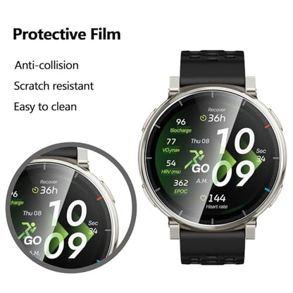 Anoowkoa 4 Pack for Screen Protector for Amazfit Active 3/Active 3 Premium Tempered Glass Film.Ultra Resistant,Anti-Fingerprints,No Bubbles,HD-Clear,Easy Install - color: Amazfit Active 3