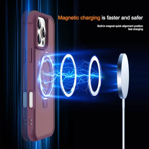 SKYLMW Compatible with iPhone 16 Pro Case with Stand,Wine Red | iPhone 16 Pro Phone Case 6.3",Magnetic Ring Stand,Compatible with MagSafe,Military-Grade Protection,Great Grip Feeling - color: Wine Red, size: Iphone 16 Pro