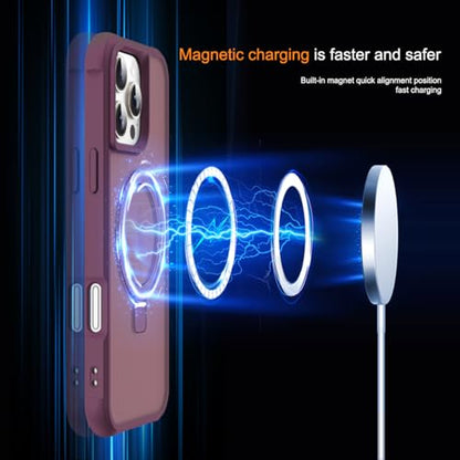 SKYLMW Compatible with iPhone 16 Pro Case with Stand,Wine Red | iPhone 16 Pro Phone Case 6.3",Magnetic Ring Stand,Compatible with MagSafe,Military-Grade Protection,Great Grip Feeling - color: Wine Red, size: Iphone 16 Pro