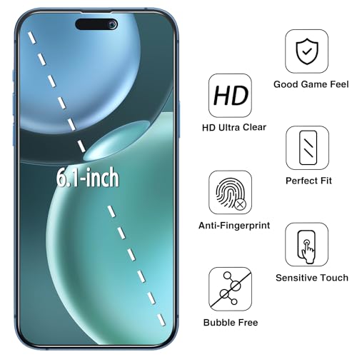 2 Pack Privacy Screen Protector for iPhone 15 Pro Tempered Glass - size: iPhone 15 Pro 6.1-inch
