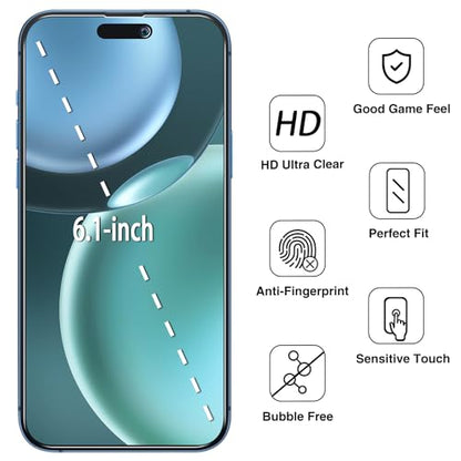2 Pack Privacy Screen Protector for iPhone 15 Pro Tempered Glass - size: iPhone 15 Pro 6.1-inch