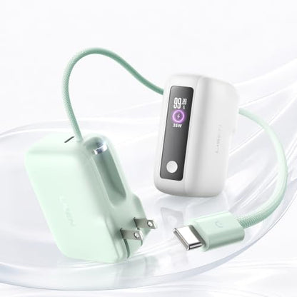 LISEN Mini 3in1 Portable Charger for iPhone 18 Pro/Pro Max/Duo, 3.3FT Cable - color: Pearl White