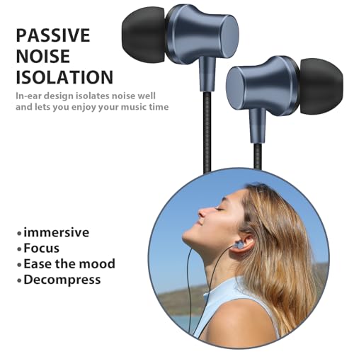 ASKUBSKU Wired Earbuds for School Chromebook Laptop PC, Blue - color: Blue
