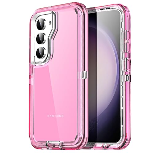 AICase for Samsung Galaxy S23 Case Clear 3 in 1 Heavy Duty Drop Protection Full Body Rugged Shockproof/Dust Proof 3-Layer Military Protective Tough Durable Cover for Galaxy S23 6.1"_2 - color: Hot Pink, size: Samsung Galaxy S23
