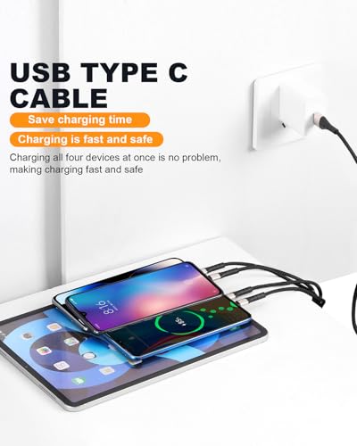 SIQIWO Multi USB C Cable Fast Charging 4FT/2 Pack, 4 in 1 Charger Cord - color: Black