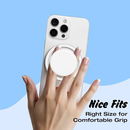 Svanove Magnetic Cell Phone Grip Compatible with Magsafe, Collapsible Phone Stand Holder Round Expanding Kickstand for iPhone Samsung Mobile Phones, Cute Soft Silicone Glossy Jelly, White - color: White, style: Magnetic