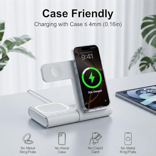 BLKE Bedside Charging Hub with Speaker Light: Foldable Wireless Station