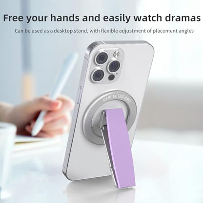 RESPECTED-BRO-Magnetic-Phone-Grip-Stand, Magnetic Phone Ring Holder Kickstand with Silicone Finger Strap, Compatibility for iPhone 17/16/15/14/13/12, Android, and More (Purple) - color: Purple
