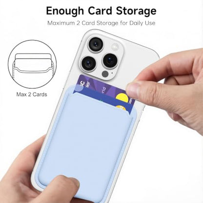 oakxco Magnetic Phone Wallet Stick On, Secure Phone Card Holder Silicone Compatible with Magsafe, Adhesive Pocket Sleeve ID Credit Card, Slim Thin Card Case, Compatible with iPhone Samsung, Light Blue - color: Light Blue