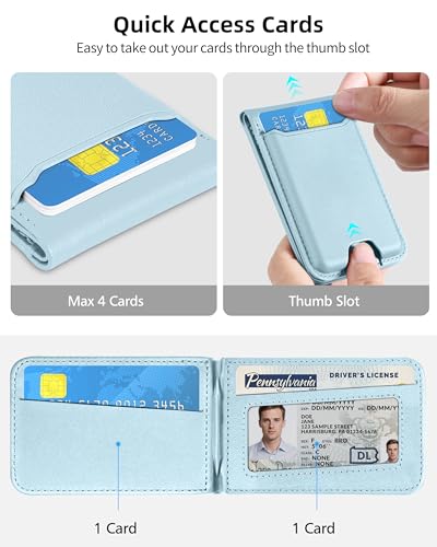 For Magsafe Wallet Stand, 6 Cards Holder, RFID Blocking | Strongest Magnetic Wallet for iPhone 17/16/15/14/13/12 Series, Magnetic Card Holder, ID Window, Vegan Leather, Sky Blue - color: Sky Blue