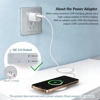 Magnetic Wireless Charger 2Pack 25W Qi2 for Magsafe Charger for iPhone 17/16/15/14/13/12Pro Max, Air pods 4-2Pro, Samsung Galaxy, Google Pixel, and More, Lightweight for Travel Home Office Desk(White)