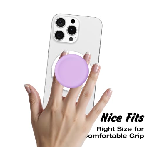 Svanove Silicone Magnetic Phone Grip Compatible with Magsafe Phone Grip Holder, Cute Cell Phones Grips Stand Collapsible Kickstand for iPhone Samsung, Slim Thin Matte Soft Rubber TPU, Purple Lavender - color: Lilac, style: Magnetic