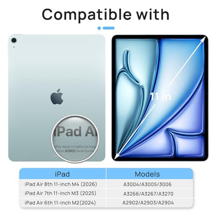 Gerutek 2-Pack Screen Protector for iPad Air 11-inch M4/M3/M2 (2026/2025/2024) Tempered Glass Film for iPad Air 8th/7th/6th Generation 11 inch 9H Hardness, Apple Pencil Compatible & Case Friendly - size: iPad Air 11" M4/M3/M2