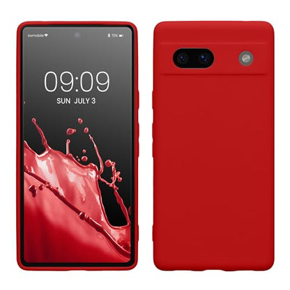 kwmobile Case Compatible with Google Pixel 7a Case - Protective Slim TPU Phone Cover - Soft Matte Finish - Classic Red - color: Classic Red