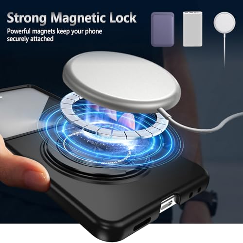 Magnetic Case for Samsung Galaxy Z Flip 7, [Compatible with MagSafe] Military Grade Shockproof Slim fit Samsung Z Flip 7 Phone Case with Magnetic Ring Kickstand, Black - color: Black, size: Samsung Galaxy Z Flip 7
