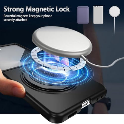 Magnetic Case for Samsung Galaxy Z Flip 7, [Compatible with MagSafe] Military Grade Shockproof Slim fit Samsung Z Flip 7 Phone Case with Magnetic Ring Kickstand, Black - color: Black, size: Samsung Galaxy Z Flip 7