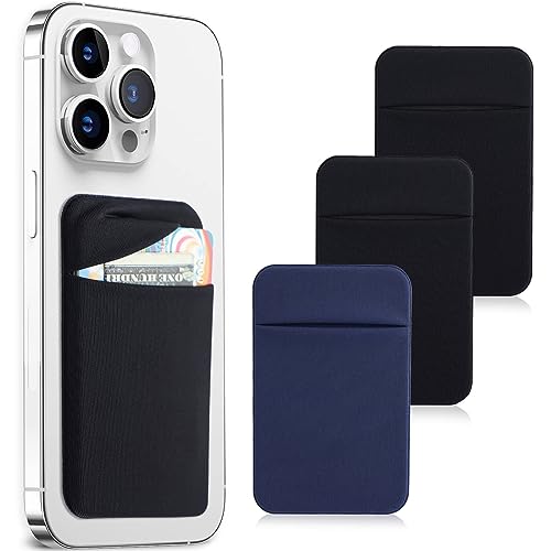 Fulgamo Phone Wallet Stick on,Card Holder for Phone Case,Phone Card Holder - color: 2Black,1Navy Blue