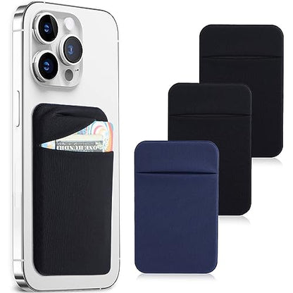 Fulgamo Phone Wallet Stick on,Card Holder for Phone Case,Phone Card Holder - color: 2Black,1Navy Blue