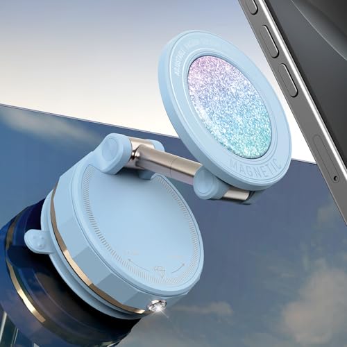 Upgraded Vacuum Magnetic Car Phone Holder for MagSafe[108+LBS Strongest Suction & 3000gf Strongest Magnetic],360° Adjustable Suction Cup Phone Mount for Car,Gym,Mirror,Men Women-Blue - color: Blue