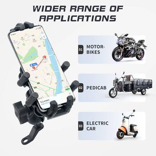 Motorcycle Phone Mount with Vibration Dampener, Rearview Mirror Clip - color: Rearview Mirror Mount