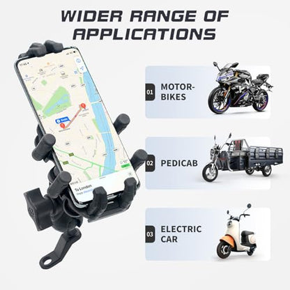 Motorcycle Phone Mount with Vibration Dampener, Rearview Mirror Clip - color: Rearview Mirror Mount