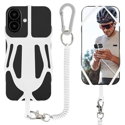 HOTEMIA Silicone Phone Lanyard Holder with Carabiner, Universal Phone Strap,Anti-Theft Phone Case with retractable tether - color: White