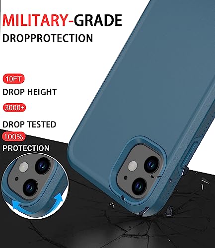 Diverbox for iPhone 11 Case [Shockproof] [Dropproof] [Tempered Glass Screen Protector],Heavy Duty Protection Phone Case Cover for Apple iPhone 11 (Blue-2in1) - color: Blue-2in1