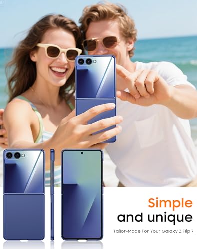 GooseBox for Samsung Galaxy Z Flip 7 Case with Screen Protection,Z Flip 7 Slim HD Clearly Case Ultra-Thin Anti-Scratch Shockproof Phone Case(Blue) - color: Flip7-Blue PYK