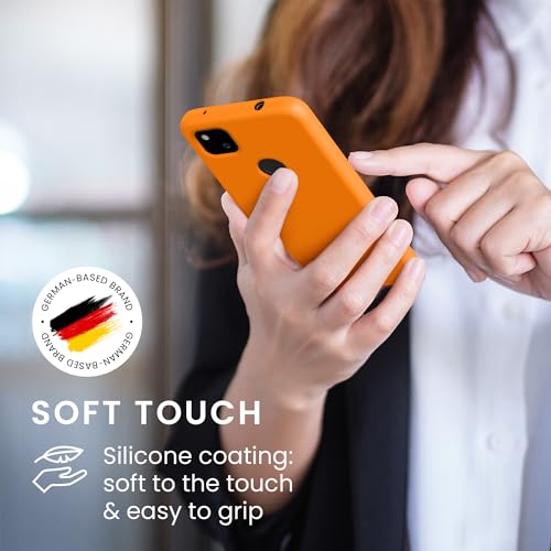 kwmobile Case Compatible with Google Pixel 4a Case - Slim Protective TPU Silicone Phone Cover - Fruity Orange - color: Fruity Orange