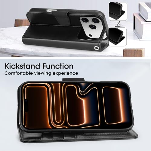 Arae Compatible with iPhone 17 Pro Max Case Wallet with Card Holder, Wristlet Strap Wallet Flip Cover for iPhone 17 Pro Max 6.9 inch Men/Women, RFID Blocking, Kickstand, Black - color: Black, size: iPhone 17 Pro Max 6.9 inch