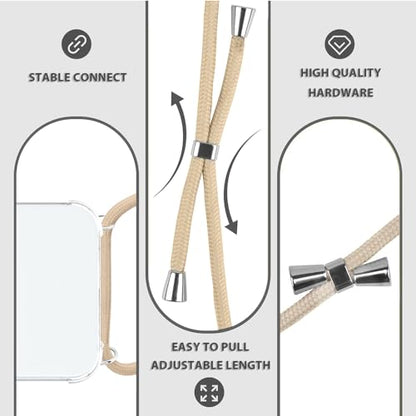 Strap Case for iPhone 15 Crossbody Cover for Women Crystal Clear Soft TPU Shockproof Anti-Yellowing Anti-Scratch Protective Cell Phone Case with Adjustable Lanyard for iPhone 15 - Beige - size: for iPhone 15