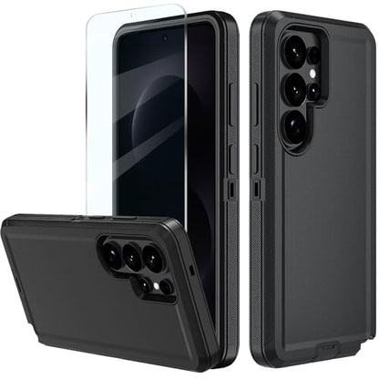 for Samsung Galaxy S26 Ultra case, S26 Ultra Heavy Duty case,with A Tempered Glass Screen Protector, [Military Grade Protective ] [Shockproof] [Dropproof] [Dust-Proof] (with Belt Clip-Black) - color: with Belt Clip-Black