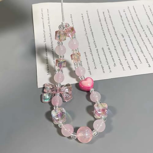 Beaded Phone Charm Lanyard Strap Girly Style Fixed Beads Pearl Lanyards - color: PH-dchd-1