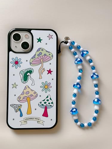 Drawwind Phone Charm Beaded Wristlet Strap Universal Cell Phone Lanyard Cute Bracelet Wrist Strap Beaded Chain String Handmade Accessories for Case Camera Bags (Blue Mushroom) - color: Blue Mushroom